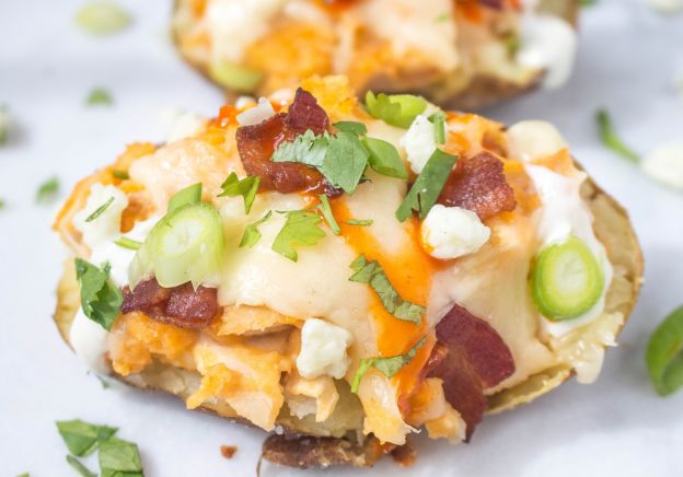 Loaded Buffalo Chicken Baked Potatoes